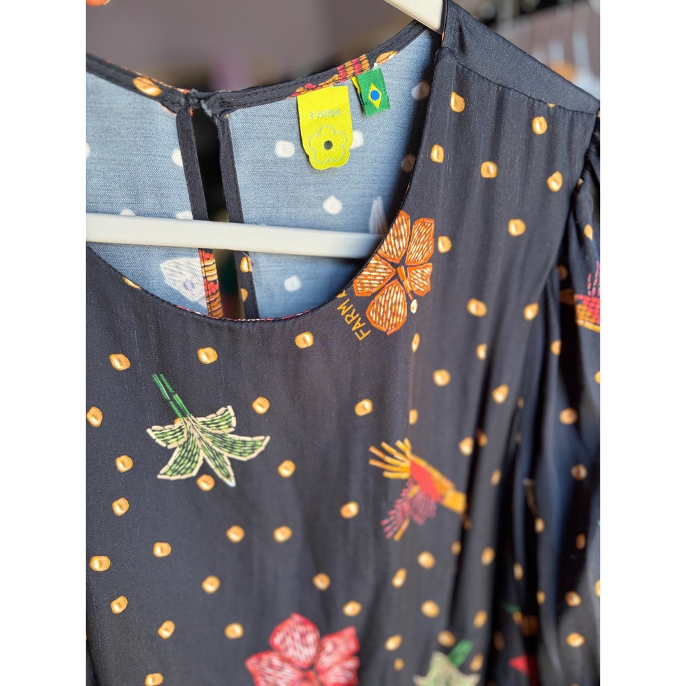 FARM Rio Riqueza Tropical Cutout Maxi Dress Polka Dot Fish Floral Tropical Large - Picture 11 of 12